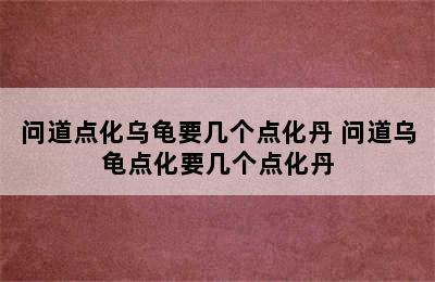 问道点化乌龟要几个点化丹 问道乌龟点化要几个点化丹